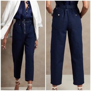 BANANA REPUBLIC The Paperbag Pant In Hyper Navy 8.